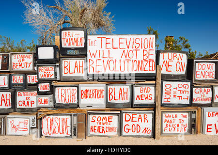 Sculptural art installation made of found objects, in a collection called 'East Jesus,' in Slab City, California Stock Photo