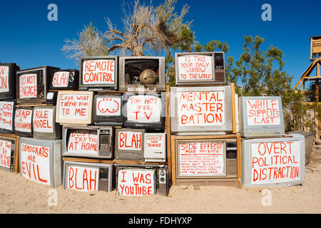 Sculptural art installation made of found objects, in a collection called 'East Jesus,' in Slab City, California Stock Photo