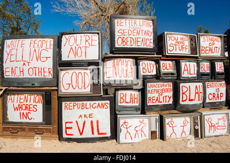 Sculptural art installation made of found objects, in a collection called 'East Jesus,' in Slab City, California Stock Photo
