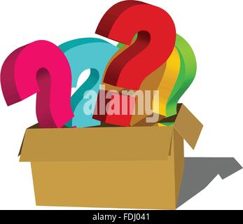 An illustration of a package full of question mark signs Stock Vector