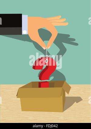 Box Full of Question Marks (Isolated on white background) Stock Vector