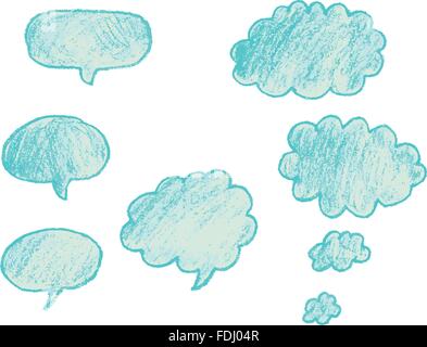 Childlike Hand Drawn Talk Bubbles Clouds (Vector) Stock Vector