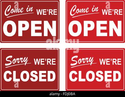 We are Open and Sorry, We are Closed, Shop Door Signs (Vector) Stock Vector