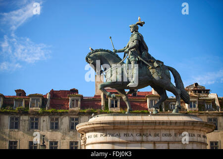 Equestrian statue of King John I in the Praça da Figueira, Lisbon, Portugal, Europe Stock Photo