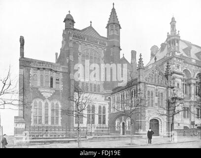 LONDON: Thames Embankment- Sion College, antique print 1896 Stock Photo