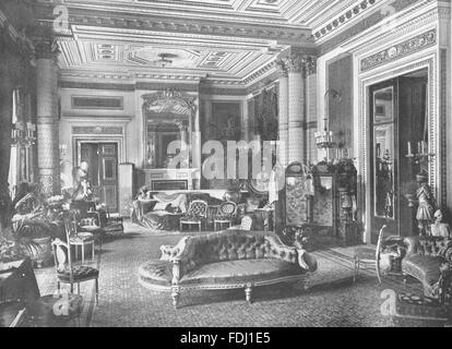 LONDON: Marlborough House- The Drawing- room, antique print 1896 Stock Photo