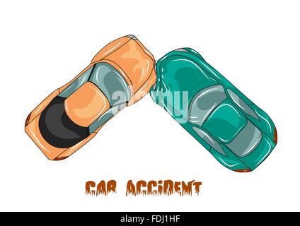 car accident. two cars isolated on white Stock Vector
