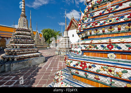 Pagodas of the Wat Pho Temple, Bangkok, Thailand. Stock Photo