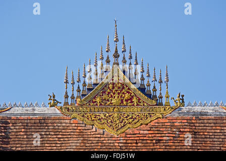 The decorated roof of the royal palace in Luang Prabang, Laos Stock Photo