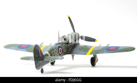 Hawker Typhoon Mk 1B aircraft, WWII, RAF markings. 1:32 fine scale model on white studio background. Stock Photo