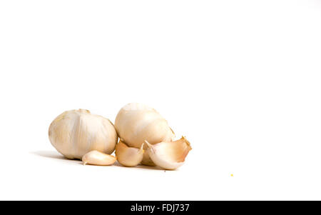 fresh garlic cloves isolated on white background Stock Photo