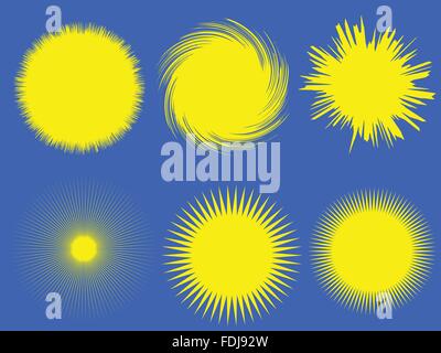 Sun and Star Shapes Set Stock Vector