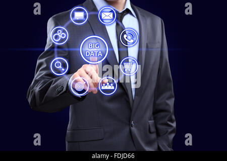 Analyst click on button with text data mining. Stock Photo
