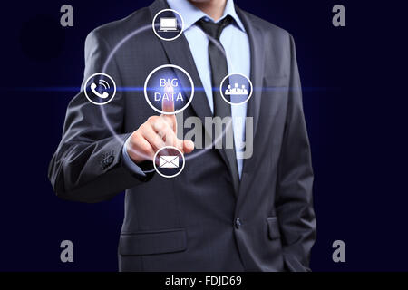 Analyst click on button with text data mining. Stock Photo