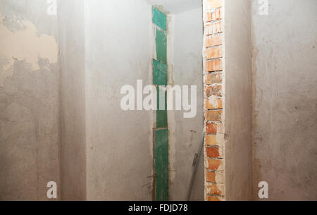plastered walls in the new apartment closeup Stock Photo