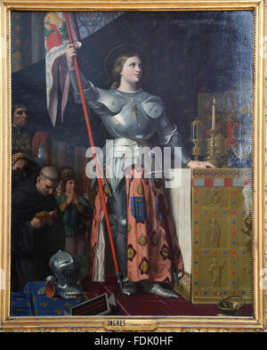 Joan of Arc at the Coronation of Charles VII, 1854. By Jean Auguste Dominique Ingres (1780-1867). Neoclassicism. Louvre Museum. Stock Photo