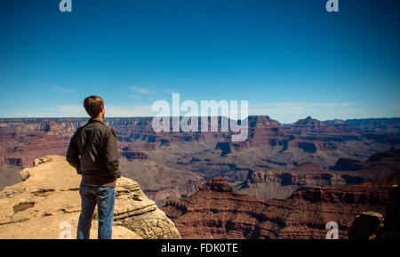 Rear view of a young man looking at view, grand canyon, arizona, america, USA Stock Photo