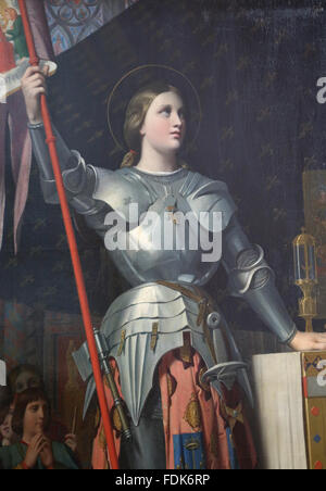 Joan of Arc at the Coronation of Charles VII, 1854. By Jean Auguste Dominique Ingres (1780-1867). Neoclassicism. Louvre Museum. Stock Photo