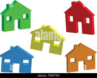Home House Shapes Icons Stock Vector