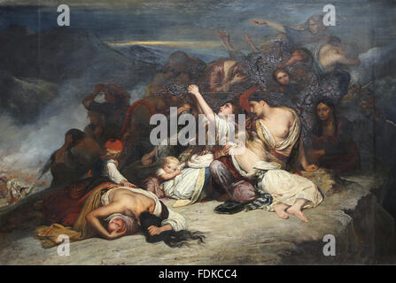 The women souliotes, 1827. By Ary Scheffer (1795-1858). Heroic suicide of Souliote women. Souliote wars, 1803. Stock Photo