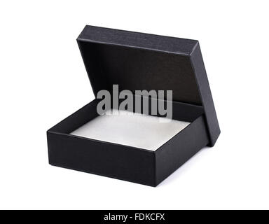 Open black gift box isolated Stock Photo