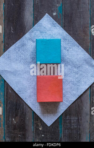 Two gift boxes on a white cloth. Stock Photo