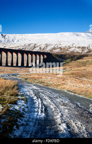 Ribblehead Viaduct and Whernside in Winter Ribblehead Yorkshire Dales England Stock Photo
