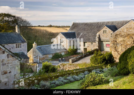 The barn and back of the house at Trerice, Cornwall. Stock Photo