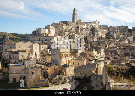 view over town from Convent of Saint Agostino, Matera, Basilicata, Italy Stock Photo