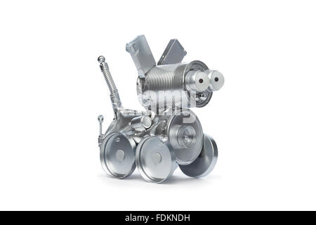 Tin robot dog on white background Stock Photo