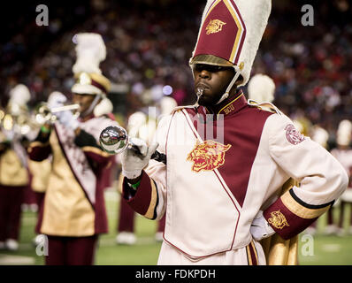 Atlanta, GA, USA. 30th Jan, 2016. The Bethune-Cookman Marching Wilcats band perform at the 2016 Honda Battle of the Bands. The HBOB is an annual invitational showcase of Historically Black College and University marching bands. © Brian Cahn/ZUMA Wire/Alamy Live News Stock Photo