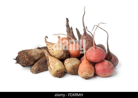 Variety of  multi colored beets on white background Stock Photo