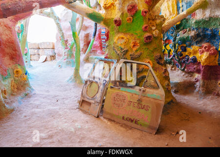Inside The Museum at Salvation Mountain, a monument created by Leonard Knight in Slab City, California Stock Photo