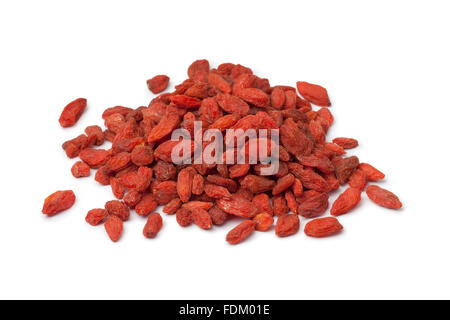 Heap of dried Goji berries on white background Stock Photo