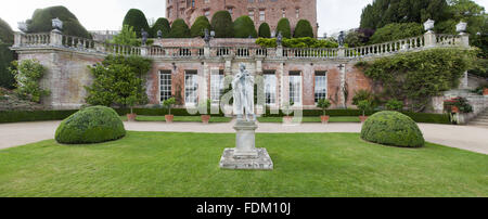 C18th lead statue of a shepherd by John Van Nost on the Orangery Terrace at Powis Castle and Garden, Welshpool, Powys. Stock Photo