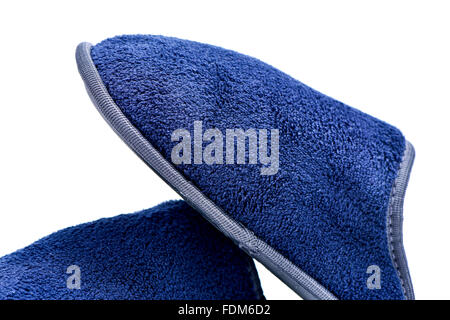 closeup of a pair of warm slippers on a white background Stock Photo