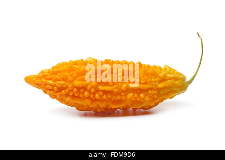 Fresh ripe bitter melon on white background Stock Photo