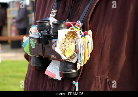 horse racing binoculars with tied course tags Stock Photo