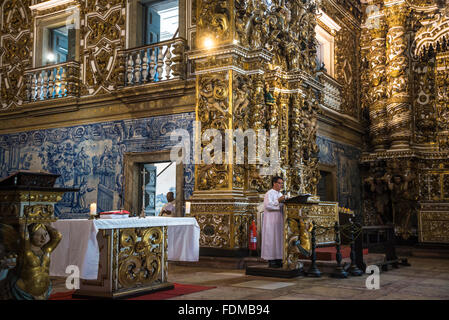 Mass at Igreja de São Francisco, The Church of Saint Francis, Salvador, Bahia, Brazil Stock Photo