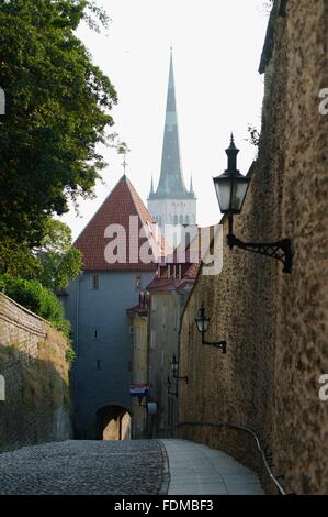 Estonia, Tallinn, Pikk Jalg (Long Leg), road leading down from Toompea Hill into lower town Stock Photo