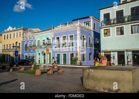 Portuguese colonial architecture, Praca de Se, Salvador, Bahia, Brazil Stock Photo