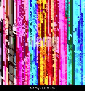 vector vibrant rainbow colors vertical pixel stripes modern abstract digital glitch graphic design damaged data file background Stock Vector