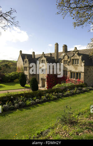 The east front of the manor house, dated c.1570, at Trerice, Cornwall. Stock Photo