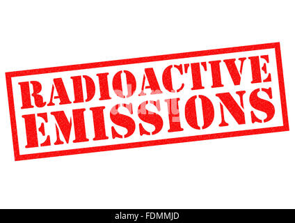 RADIOACTIVE EMISSIONS red Rubber Stamp over a white background. Stock Photo