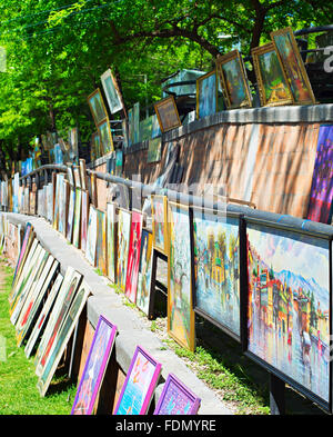 Lots of Paintings at Dry Bridge Market in Tbilisi. Georgia Stock Photo