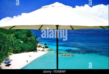 View of Diniwid Beach from Nami Boracay Resort, Boracay, Philippines, South East Asia. Stock Photo