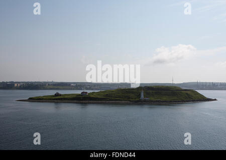 Georges Island on a misty morning in Halifax Bay, Canada. Stock Photo