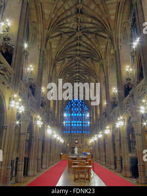 John Rylands Library Interior,Deansgate,Manchester,England,UK - Long View, 150 Deansgate, Manchester,England,UK, M3 3EH Stock Photo