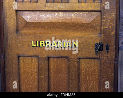 John Rylands Library Interior,Deansgate,Manchester,England,UK - Close up of Librarians door Stock Photo