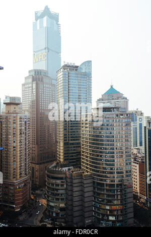 Chongqing, China - The view of many skyscrapers at Yuzhong Peninsula. Stock Photo